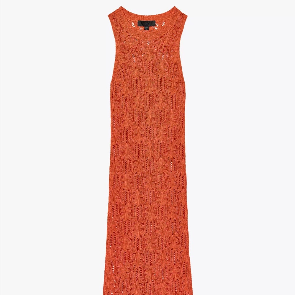 Zara Orange Sleeveless Crochet Maxi Dress